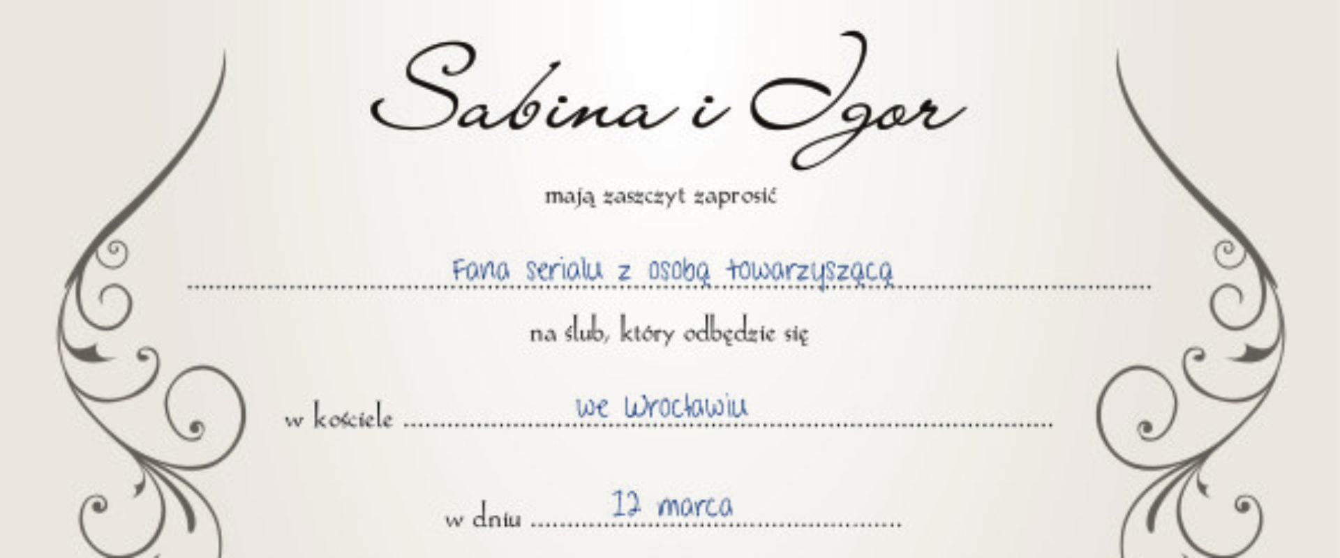 Sabina zaprasza Fanów na swój ślub